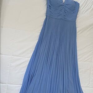 Aqua Formal Chic Almost Strapless Blue Evening Gown Worn Once.